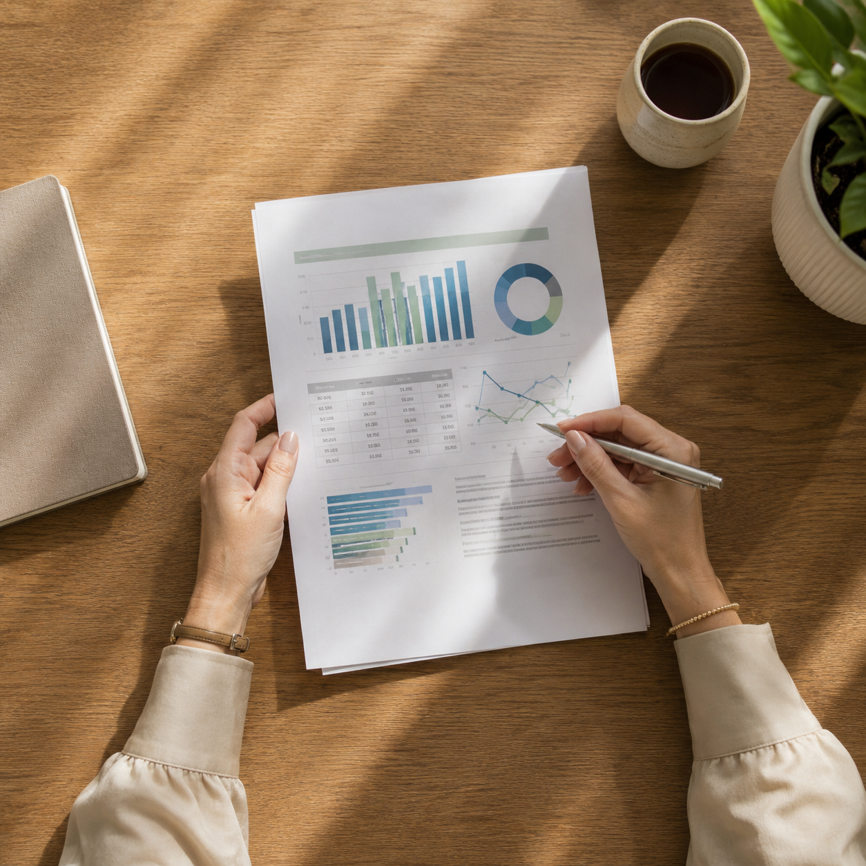 Business report being reviewed