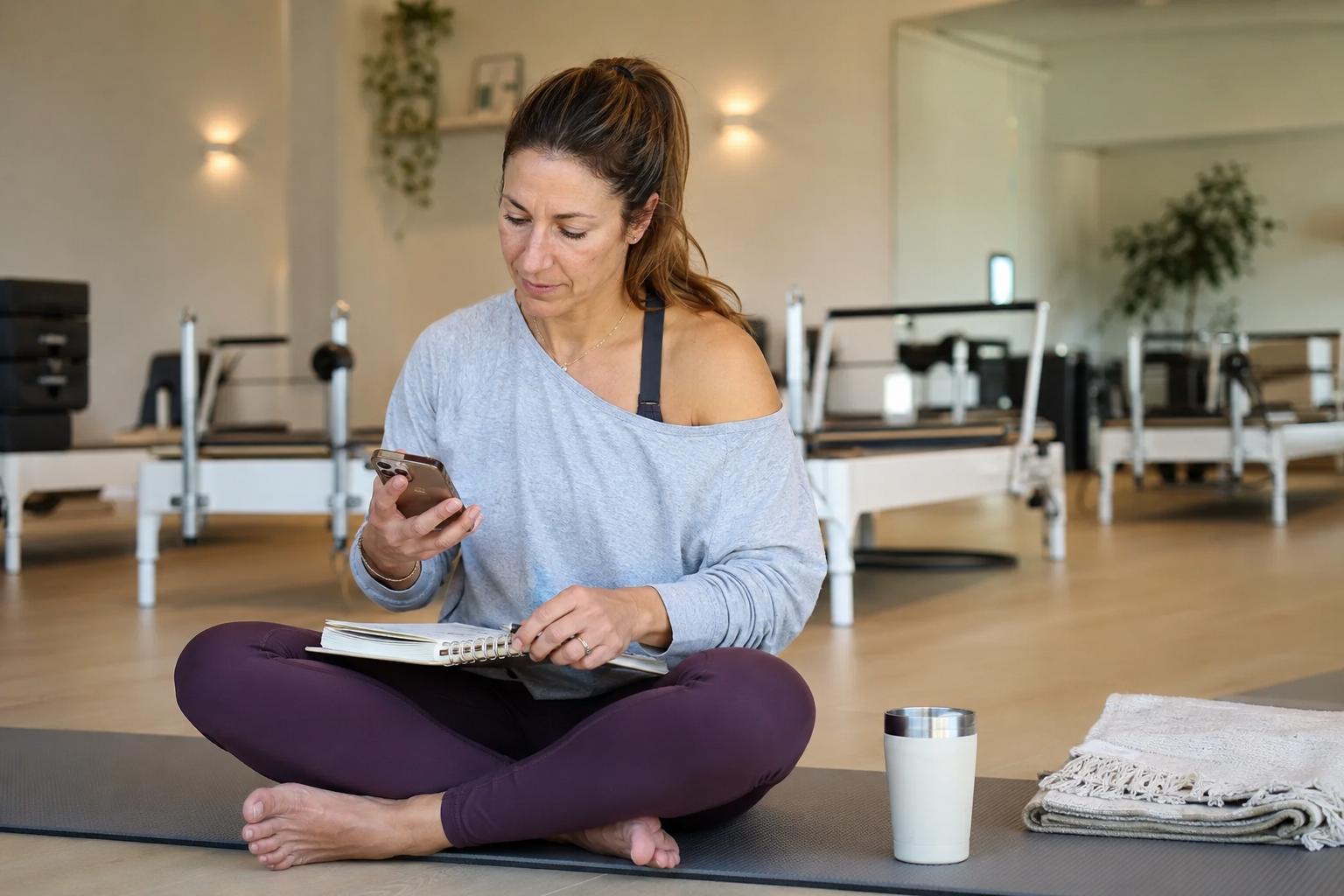 Pilates studio owner in her studio